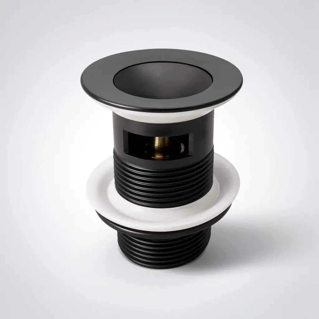 Nana Black Pop Up Waste With Overflow Solid Brass Plug Waste