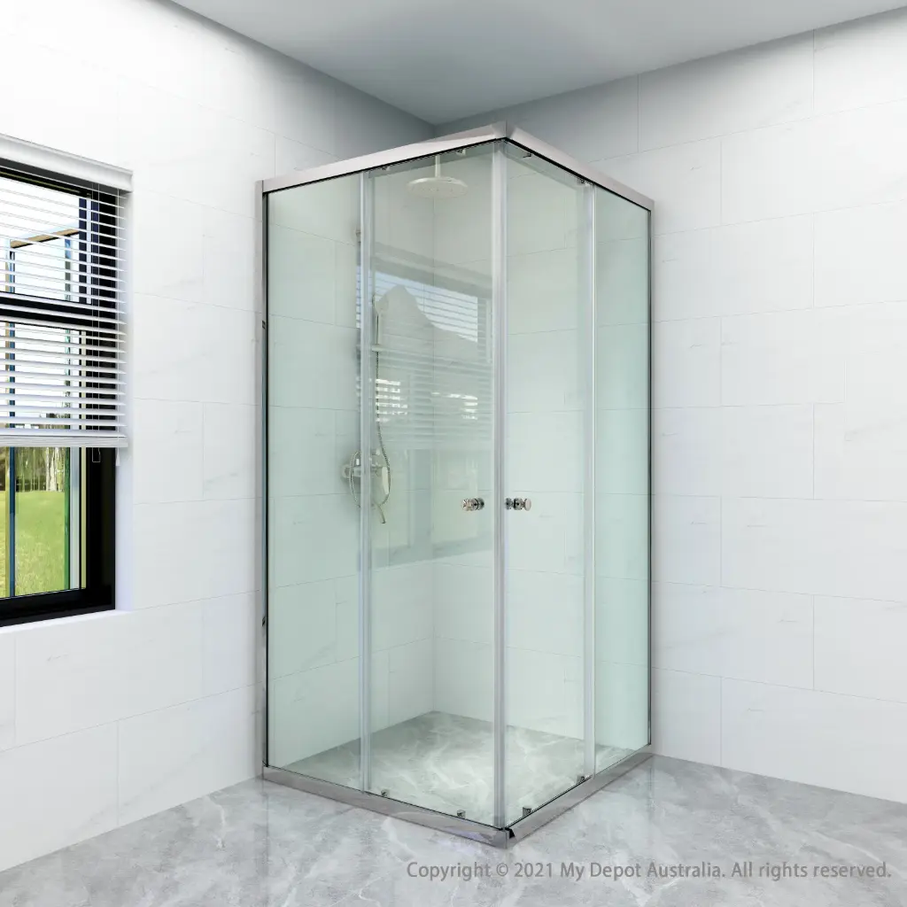 (New) Cora Semi Framed Shower Screens With Double Sliding Doors Chrome Fittings 900x900mm