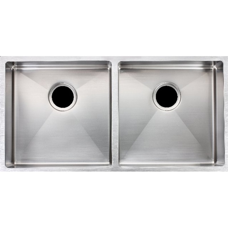 [40510] 1.2mm Handmade Double Bowls Top/Undermount Kitchen Sink Round Corner 865*440*200mm