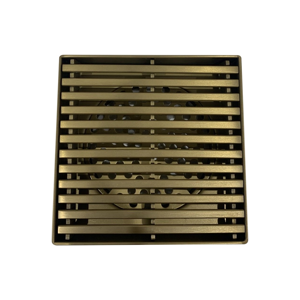 [41403] 110*110*20mm Brushed Brass Grill Floor Waste Shower Grate Drain(80mm outlet)