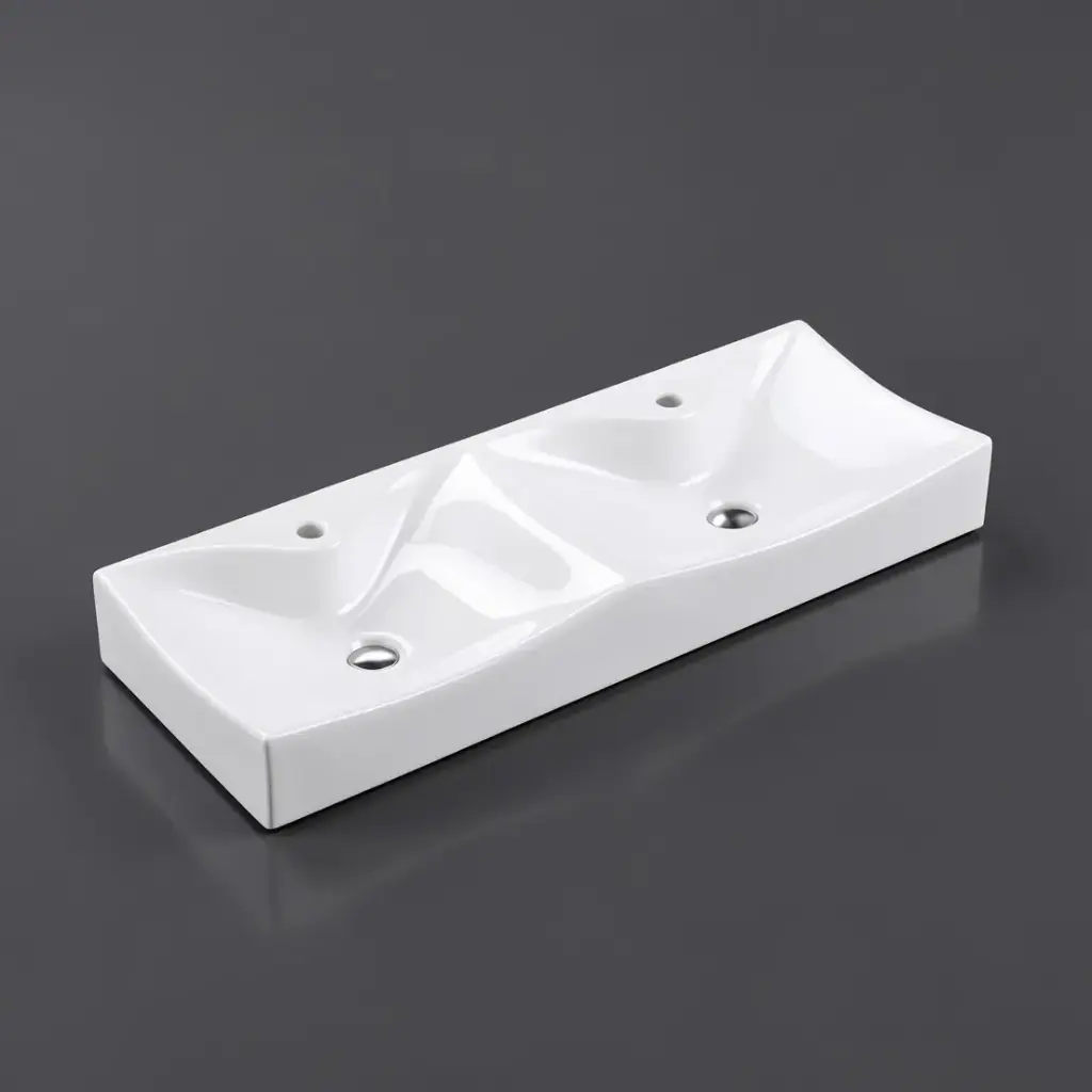 1115*400*125mm Wall Hung Counter Top Double Square Basin