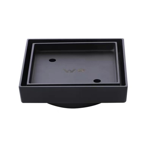 [47144] 115*115mm Brass Black Smart Tile With 90mm Outlet Floor Waste