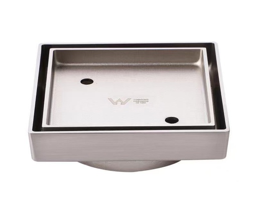 [47145] 115*115mm Brass Brush Nickel Slim Smart Tile With 90mm Outlet Floor Waste