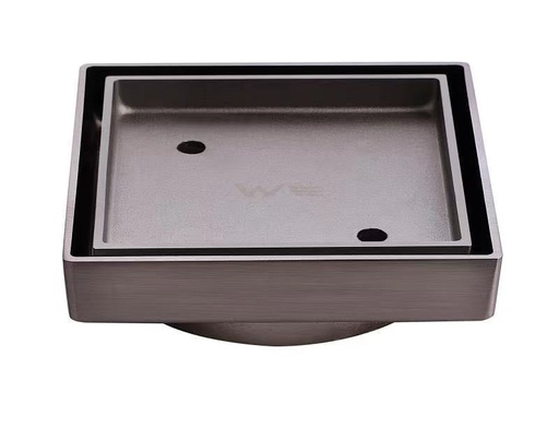 [47146] 115*115mm Brass Gum Metal Slim Smart Tile With 90mm Outlet Floor Waste