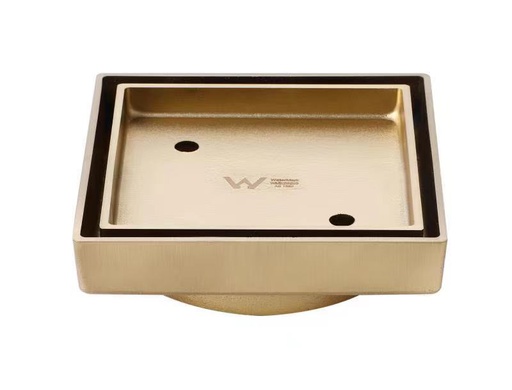 [47142] 115*115mm STI444 Brass Brush Gold Slim Smart Tile With 90mm Outlet