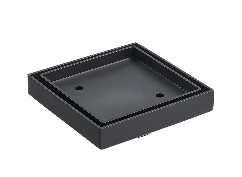 115X115mm Black Slim Square Tile Insert Floor Drain(90mm Outlet)