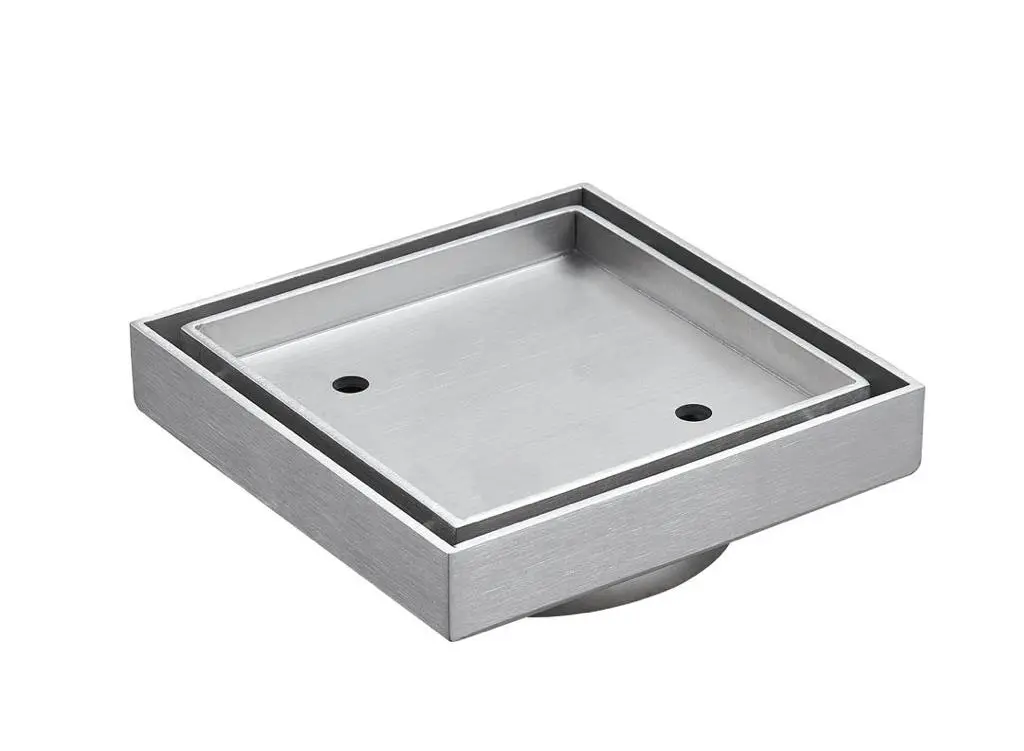 115X115mm Brushed Nickel Clear Out Floor Waste(90mm Outlet)