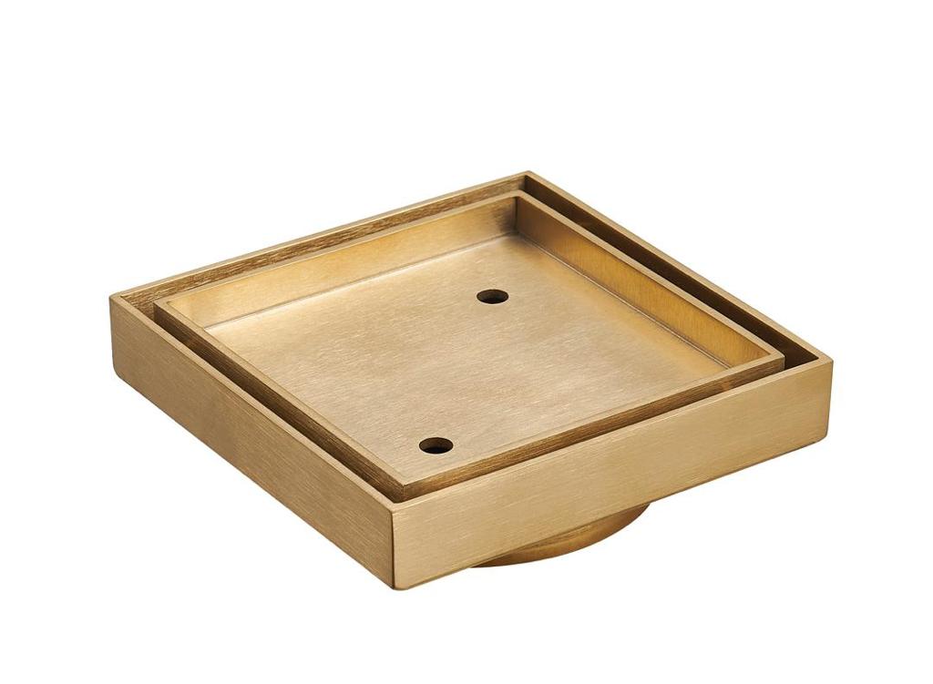 [55847] 115X115mm Rose Gold Slim Square Tile Insert Floor Drain(90mm Outlet)