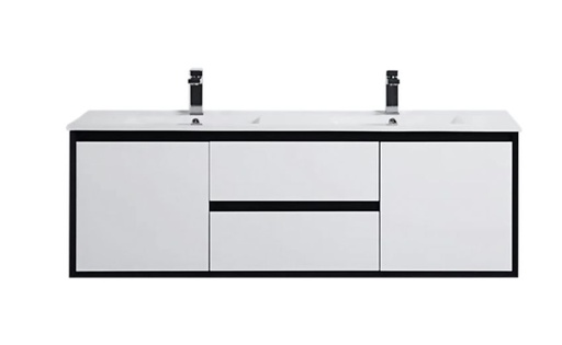 [47077] 1190*455*525mm PE Vanity Wall Hung With Double Bowl Ceramic Top