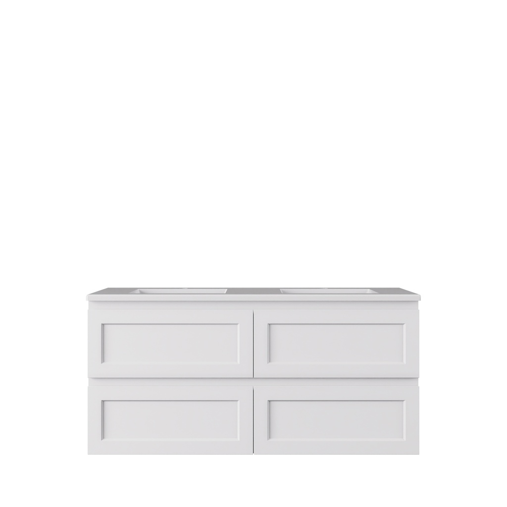 1190*455*560mm Matte White Hamilton Federation Wall Hung PVC Cabinet For Double