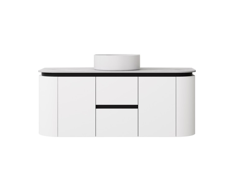 1190X455X470mm Matte Black And White Devito Modern Wall Hung Vanity PVC Cabinet