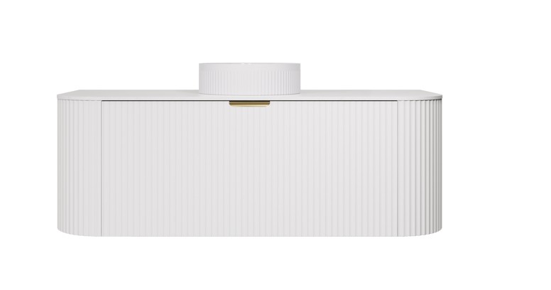 [56532] 1190X455X470mm Matte White Agena Modern Fluted Wall Hung Vanity PVC Cabinet