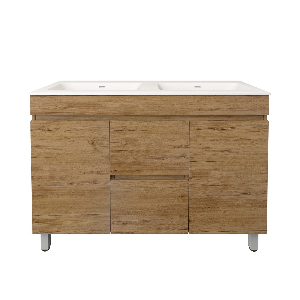 1190X455X710mm Camden Modern Free Standing Cabinet Prime Oak,Soft Closing Finger Pull Doors,Middle Drawers
