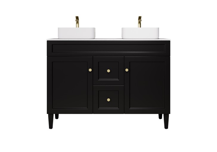 [56503] 1190X455X860 Matte Black Harold Federation Free Standing PVC Cabinet,For Double Bowl