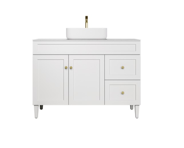 [56493] 1190X455X860mm Matte White Harold Federation Free Standing PVC Cabinet,Right Hand Drawers
