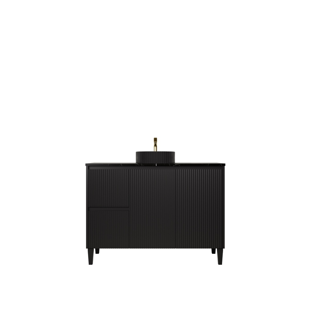 1190x455x860mm Matte Black Crete Modern Free Standing Vanity,Left Hand Drawers