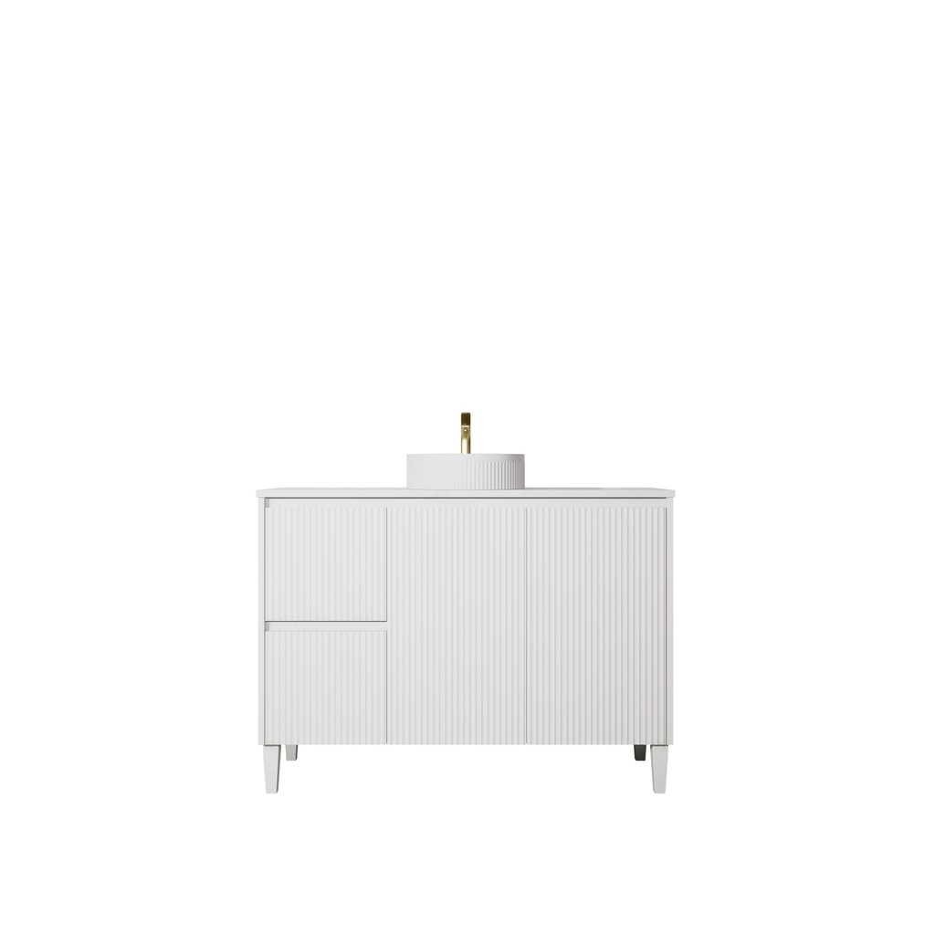 1190x455x860mm Matte White Crete Modern Free Standing Vanity,Left Hand Drawers