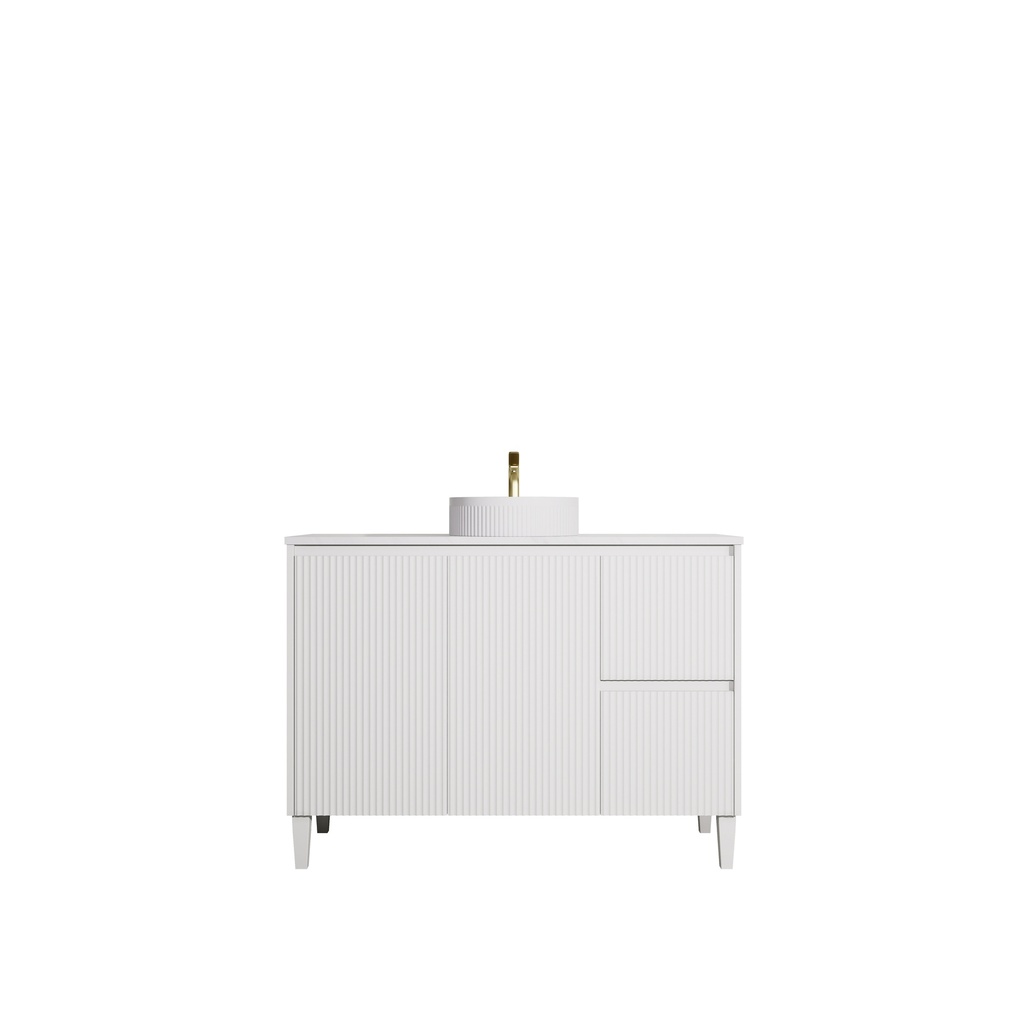 1190x455x860mm Matte White Crete Modern Free Standing Vanity,Right Hand Drawers