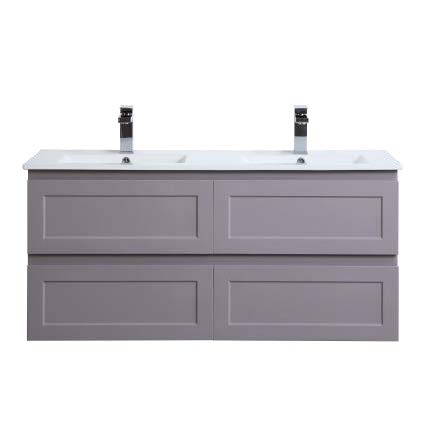 1200*460*580mm Matte Grey Vanity With Double Bowl Ceramic Top