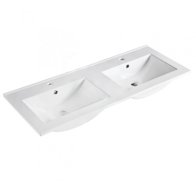 1200L*460D*180HMM NANA GLOSS WHITE THIN EDGE CERAMIC TOP DOUBLE BASINS