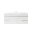 1200Lx500Hx450Dmm Gloss White 2PAC PVC 4S/DW 2M/DR Wall Hung Vanity