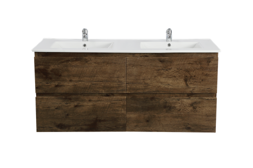 1200Lx550Hx450Dmm Dark Oak MDF Board with PVC Vacuum Filmed 4/DW Wall Hung Vanity