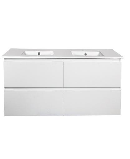 1200Lx550Hx450Dmm Matte White MDF Board with PVC Vacuum Filmed 4/DW Wall Hung Vanity