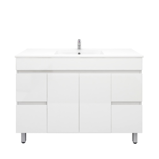 1200Lx830Hx450Dmm Gloss White 2PAC MDF 2M/DR 4S/DW Freestanding Vanity