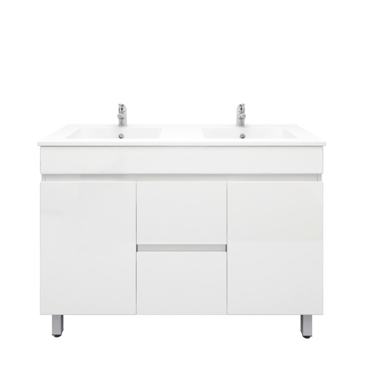 1200Lx830Hx450Dmm Gloss White 2PAC MDF 2M/DW 2S/DR Freestanding Vanity