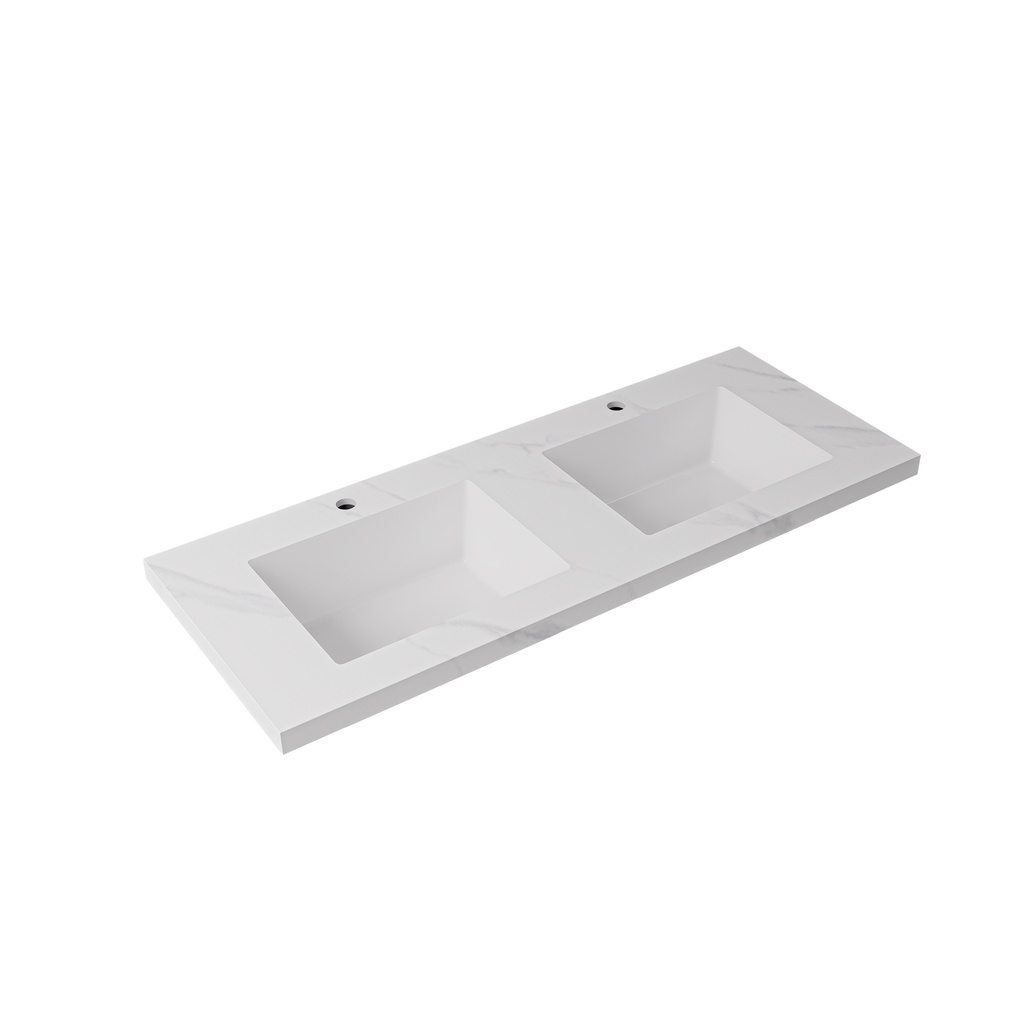 [56764] 1200x460x190mm Carrara White Sintered Stone Seamlessjoined With Fine Ceramic Basin Double Bowl