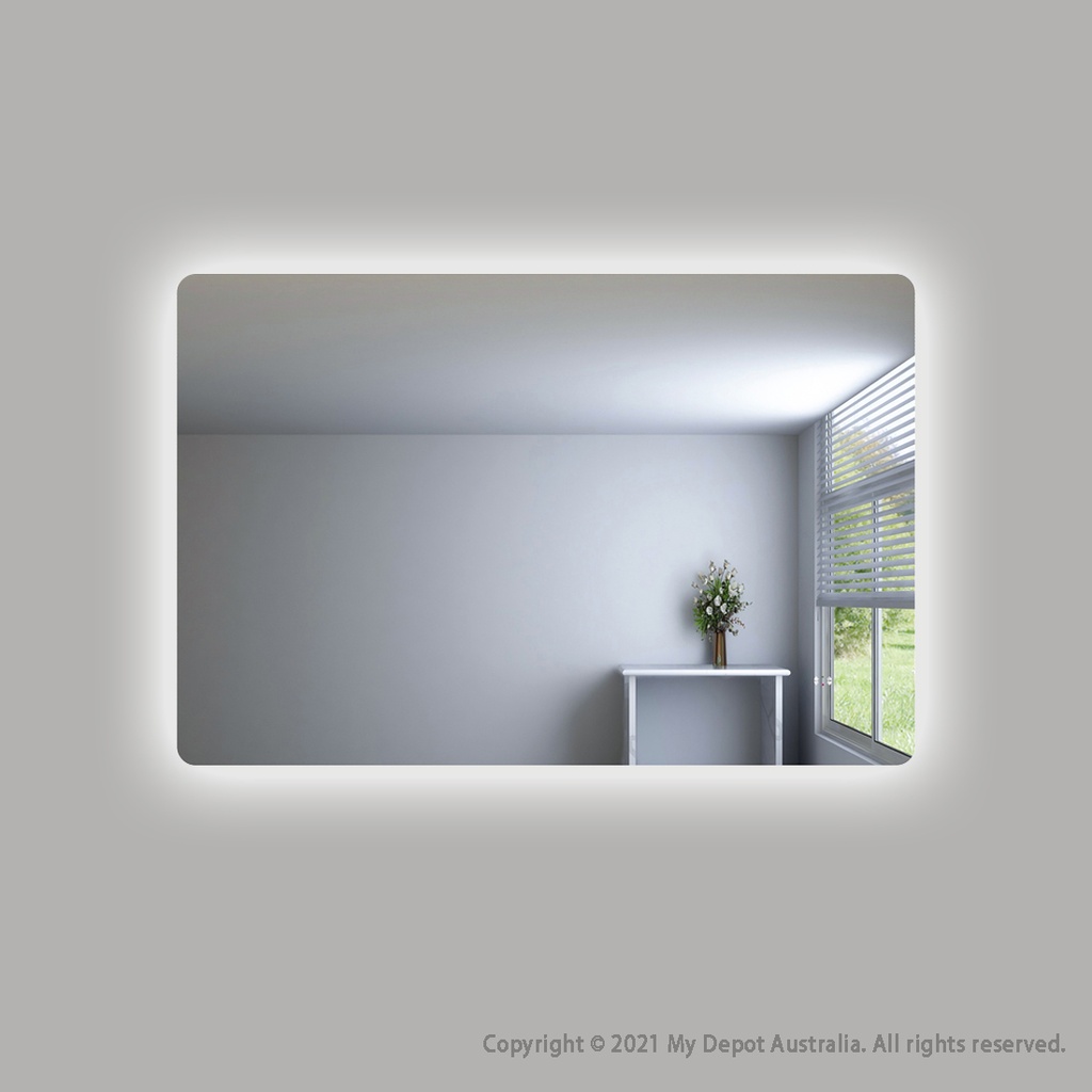 1200×800mm Curved Rim Rectangle 3 Color Backlit Led Mirror With Touchless Sensor Switch