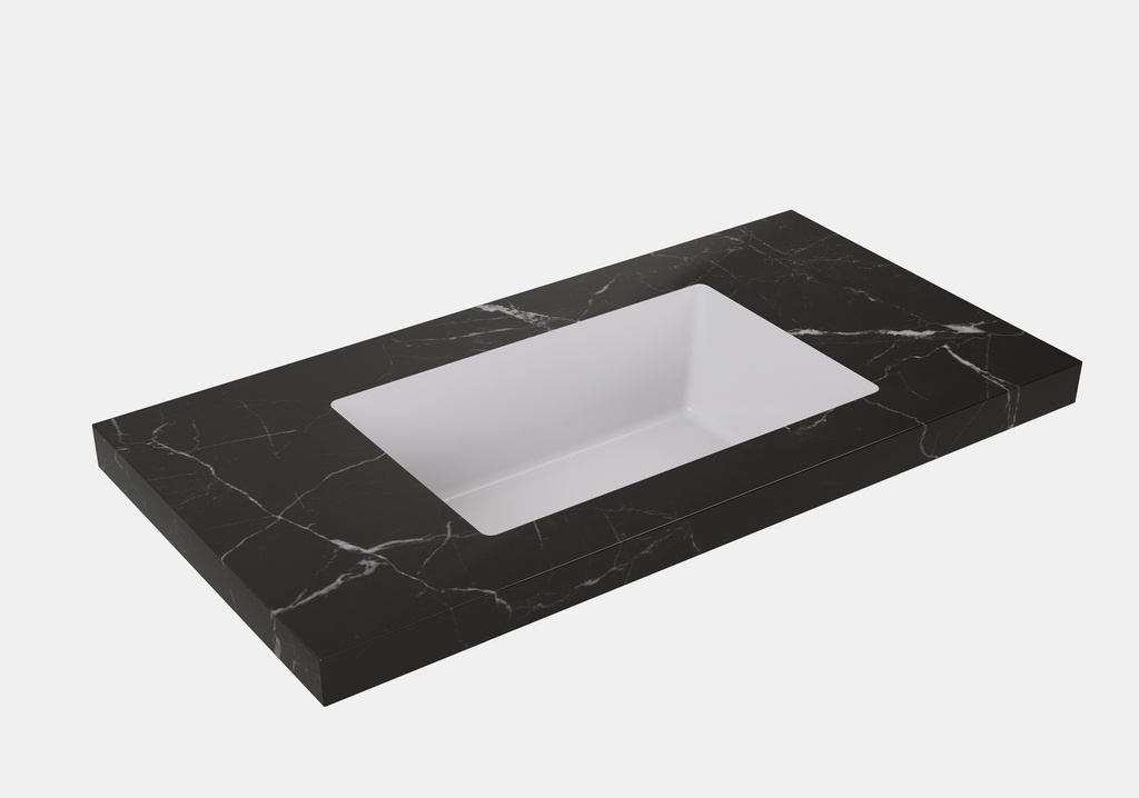[56448] 1205X465X50mm Calacatta Night Black Sintered Stone Semless Joined With Fine Ceramic Basin Stone Single Bowl,No Tap Hole