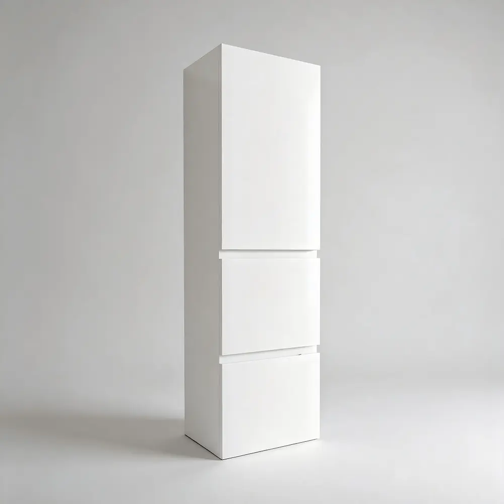 1350H*400W*300Dmm Matte White MDF Board with PVC Vacuum Filmed 2/DW 1/DR Tall Boy