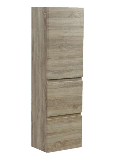 1350mm White Oak MDF Board with PVC Vacuum Filmed 2 Drawer 1 Door Tall Boy