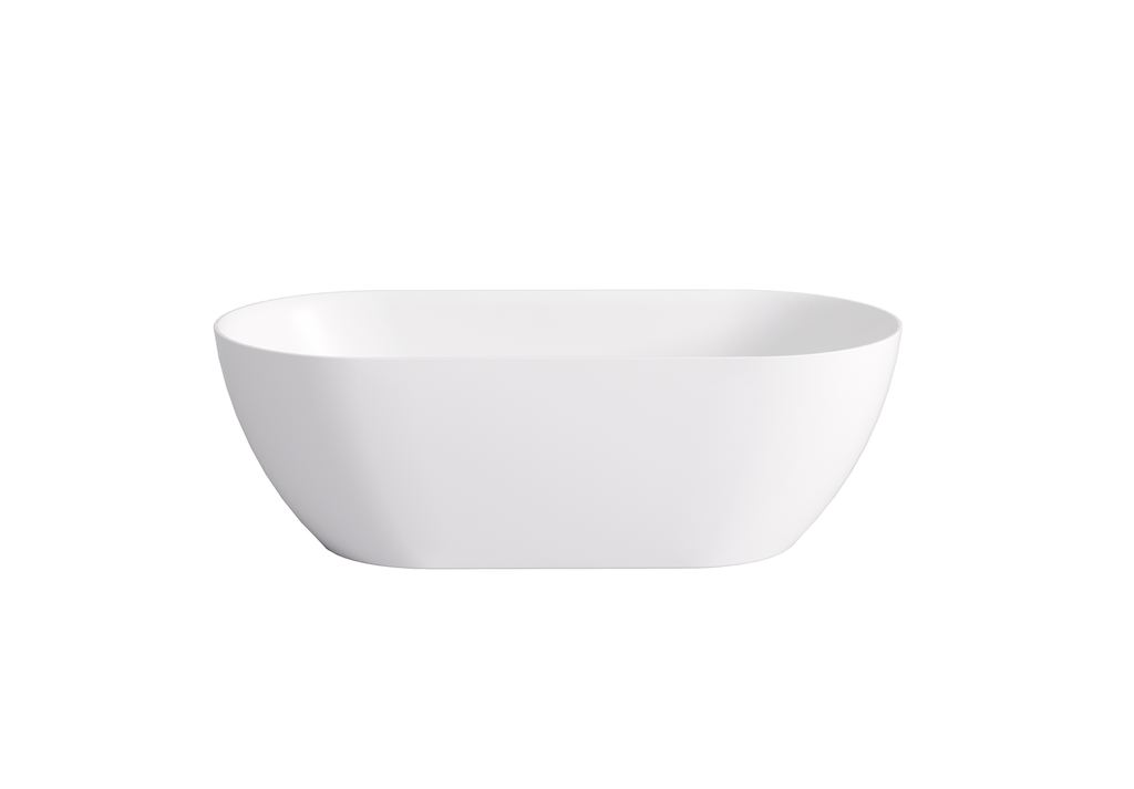 1395*750*550mm Matte White Ellips Slim Acrylic Freestanding Bathtub No Overflow Matte White Waste And Pipe Inlcuded