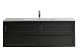 1490*450*560mm Matte Black Fremantle Wall Hung Vanity With 4 Drawers Cabinet Only Single Bowl