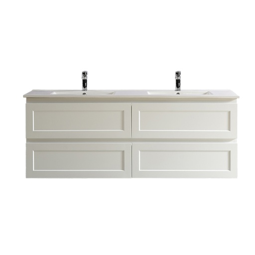 1490*450*560mm Matte White Fremantle Wall Hung Vanity With 4 Drawers Cabinet Only Single Bowl