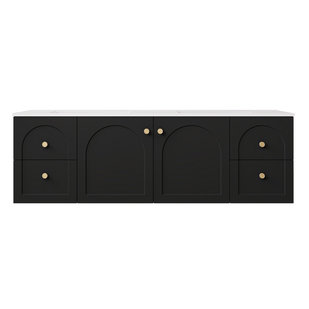 1490*455*470mm Matte Black Chester Federation Wall Hung PVC Cabinet