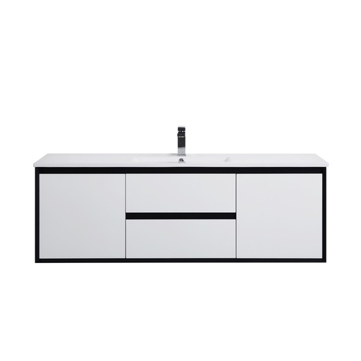 1490*455*525mm PE Vanity Wall Hung With Single Bowl Ceramic Top