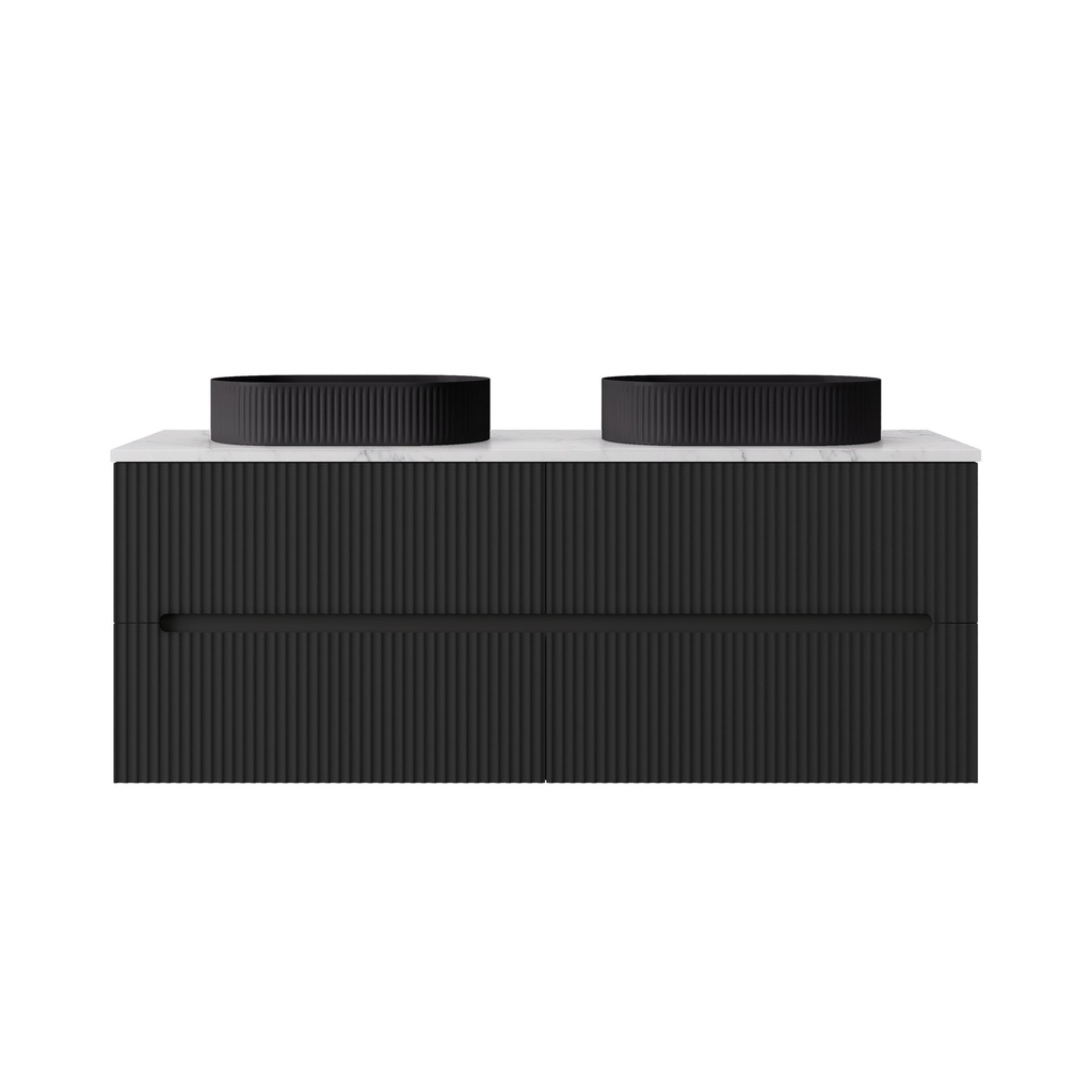 1490*455*540mm Matte Black Cabarita Morden Wall Hung PVC Cabinet For DoubleBowl Only