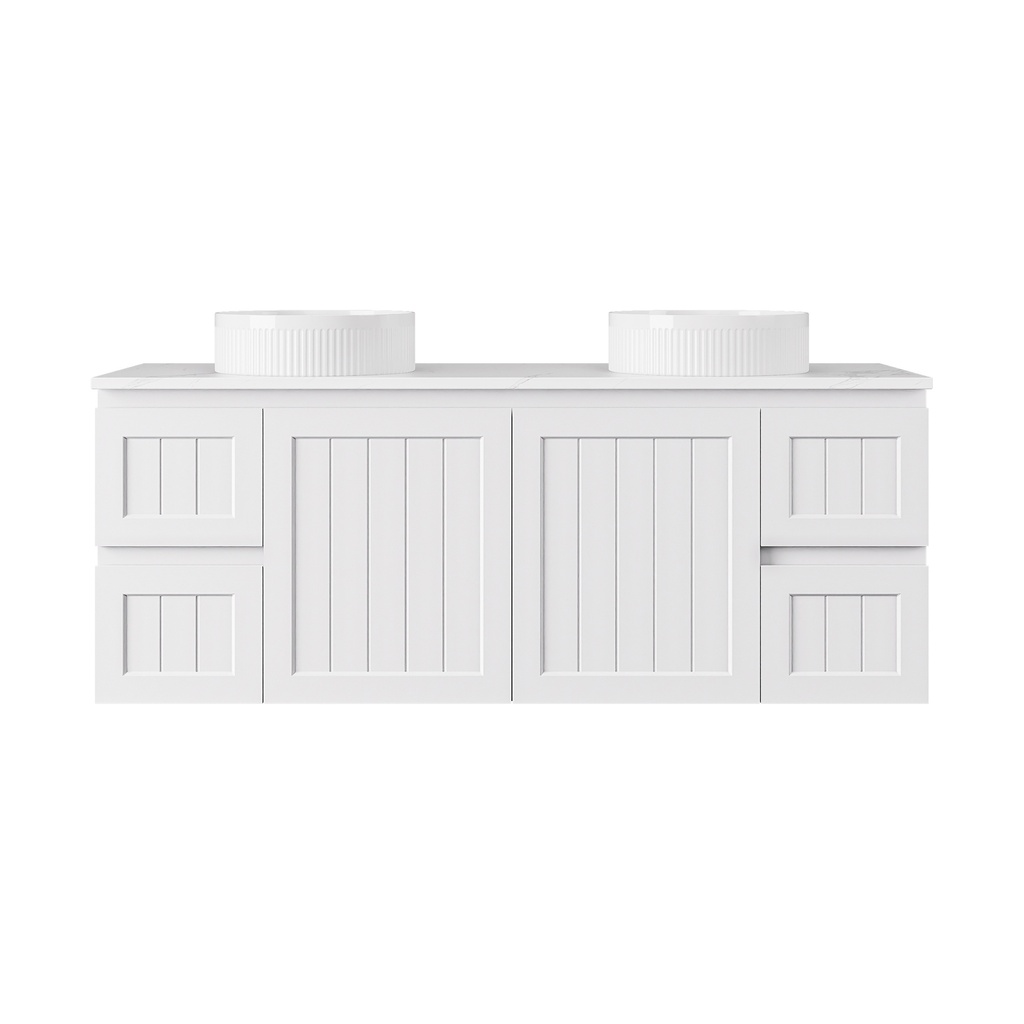 1490*455*560mm Matte White Archill Federation Wall Hung Ensuite PVC Cabinet Double Bowel