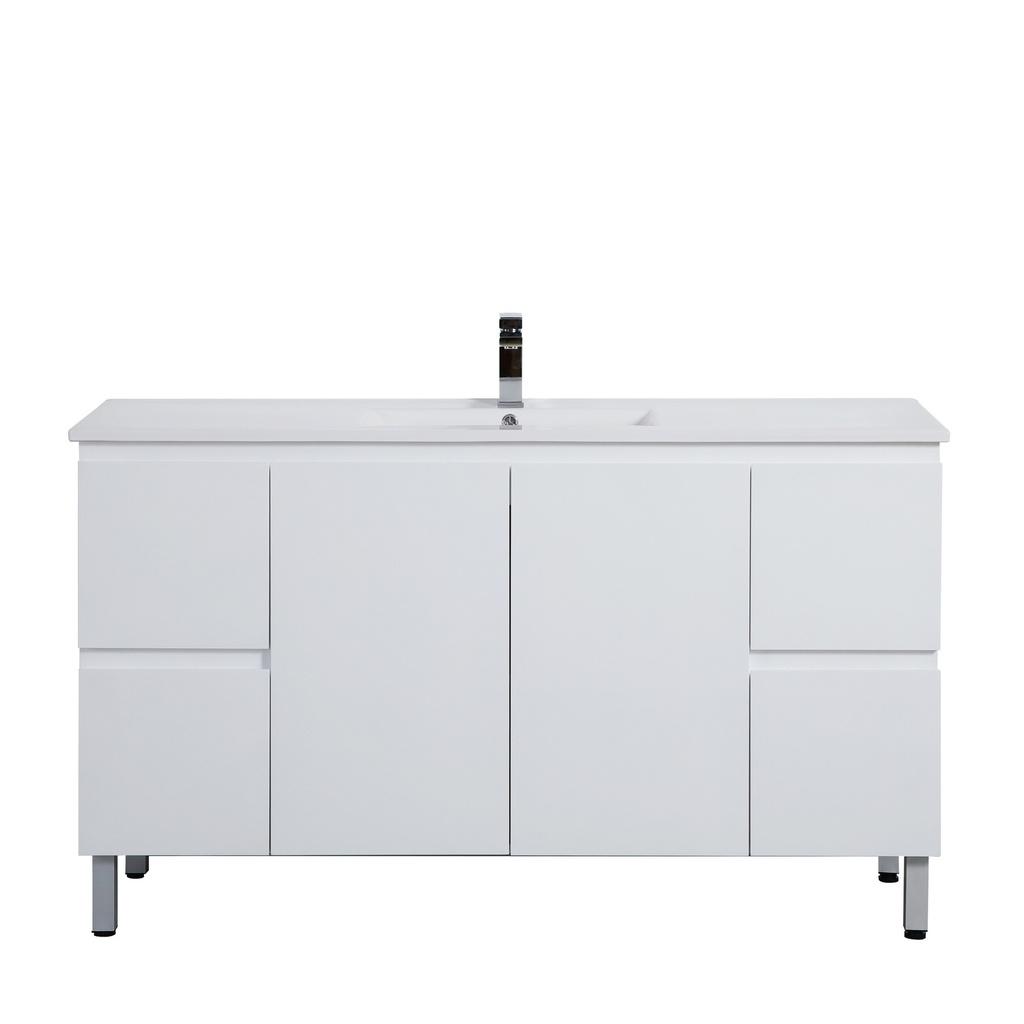 1490*455*860mm Gloss White Alpha Wall Hung PVC Vanity Single Bowl