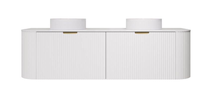 1490X455X400mm Matte White Agena Modern Fluted Wall Hung Vanity PVC Cabinet