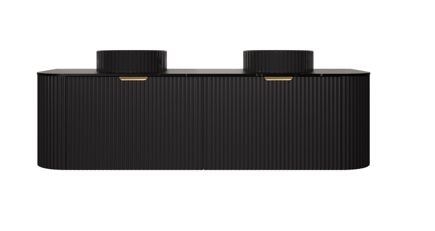 1490X455X470mm Matte Black Agena Modern Fluted Wall Hung Vanity PVC Cabinet