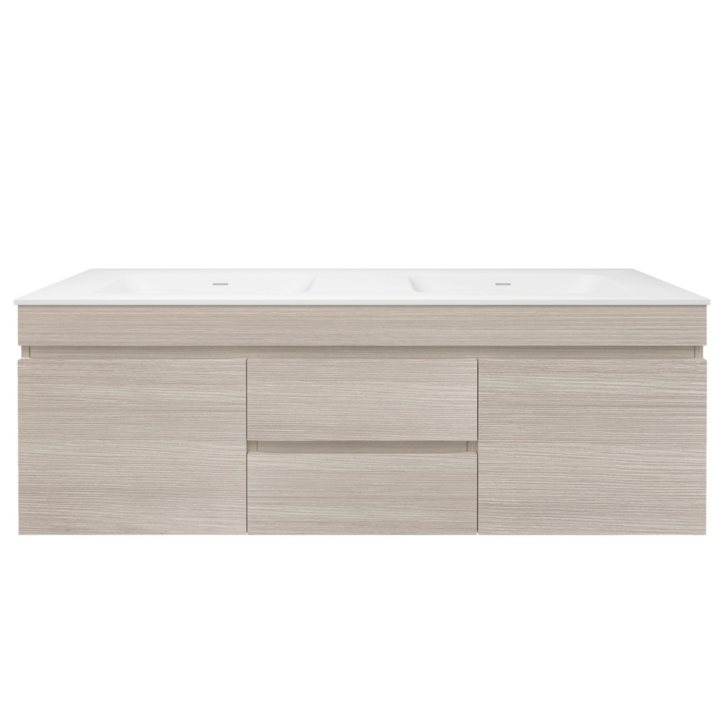 1490X455X500mm Camden Mordern Wall Hung Cabinet Coastal Oak,Soft Closing Finger Pull Doors, Middle Drawers