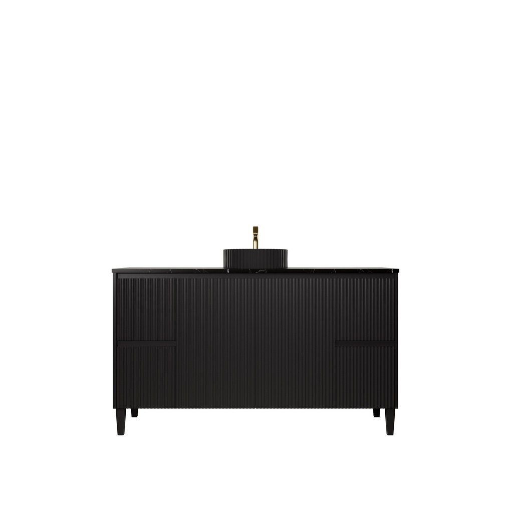 1490X455X860mm Matte Black Crete Modern Free Standing Vanity