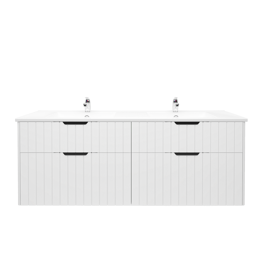 1490x455x550mm Aria Matte White 2 PAC MDF 4/DW Wall Hung Bathroom Vanity With Handle