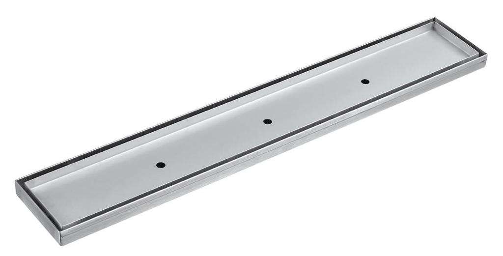 [55773] 1500*100*21mm Electroplated Silver Tile Insert Drain Centre Outlet 80mm