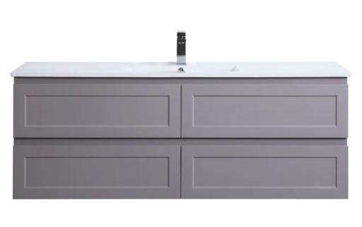 1500*460*580mm Matte Grey Vanity With Single Bowl Ceramic Top