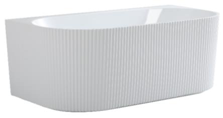 1500*750*580mm Gloss White Ceto Bari Groove Oval Freestanding Back To Wall Bathtub No Overflow Plug & Waste Not Included